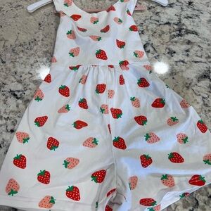 Petit Peony Strawberry Print Kids Romper